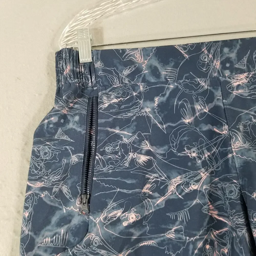 Columbia PFG Shorts Mens Large Blue Fish Print Performance Quick Dry Swim Trunks